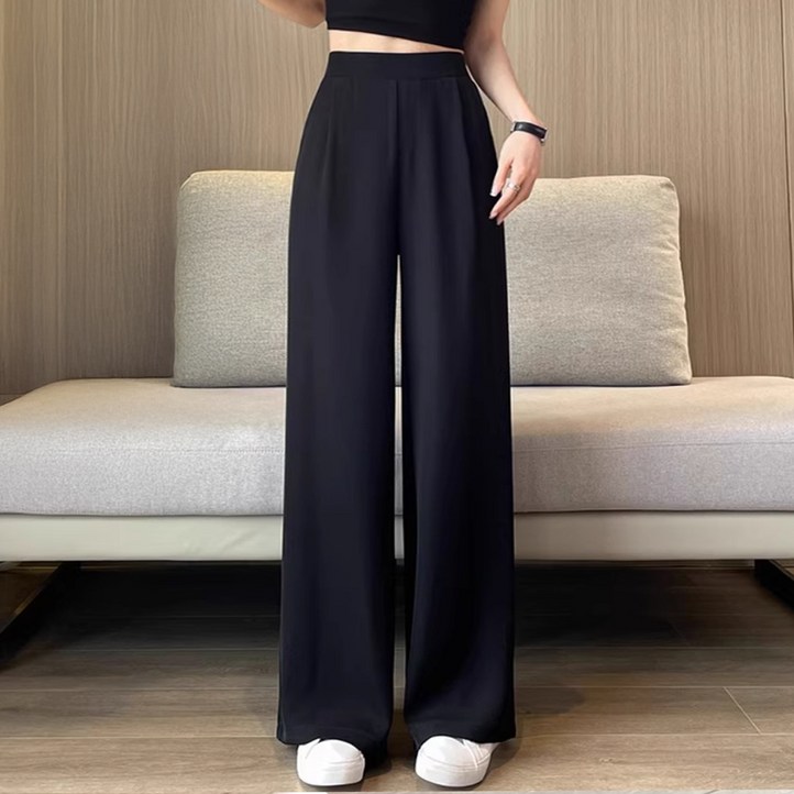 arua 여성용 핀턱라인 와이드 밴딩 슬랙스