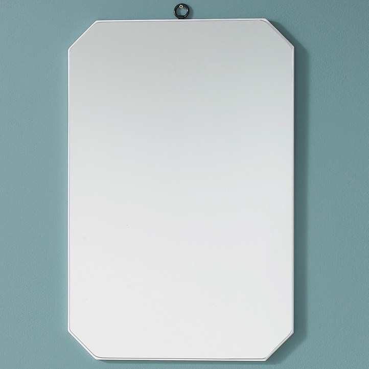 프랑 팔각 벽거울 310 x 510 mm, 화이트 우드