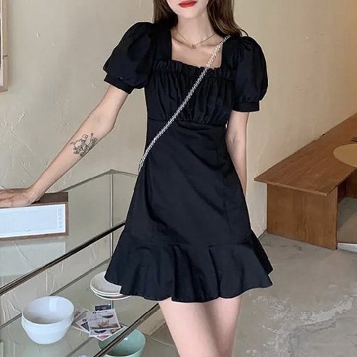 묘먀미 여성용 릴리 셔링 밑단프릴 미니원피스 MMM212 묘먀미 여성용 릴리 셔링 밑단프릴 미니원피스 MMM212
