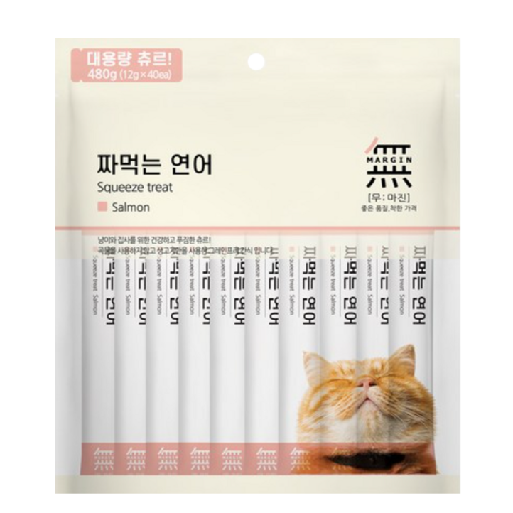 바우와우 무마진 짜먹는 고양이 간식, 연어, 480g, 1개 바우와우 무마진 짜먹는 고양이 간식, 연어, 480g, 1개