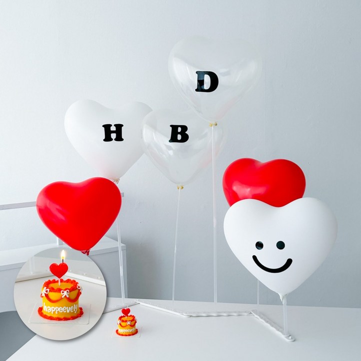 하피블리 지그재그 스탠드 HBD 레터링 하트 풍선 생일 파티 용품 세트, 1개, 풍선스탠드레드