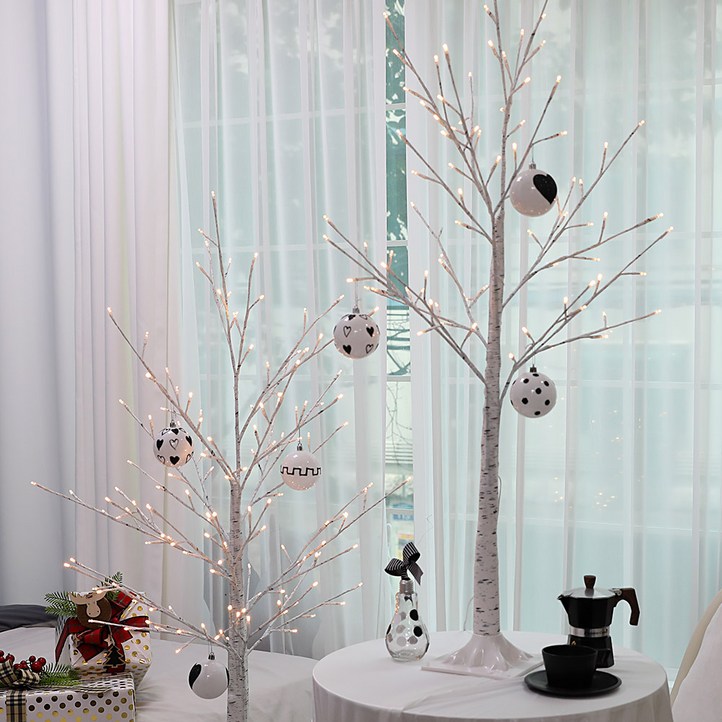 크리스마스트리장식세트 조아트 크리스마스트리 자작나무트리 LED 감성트리 화이트 특별한트리 인조나무, 02_감성트리 화이트자작 1.6M