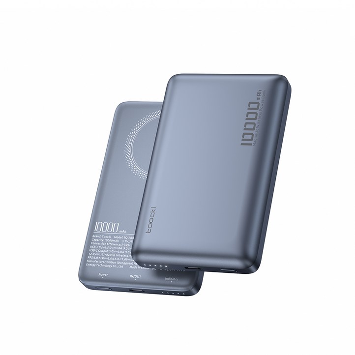 Toocki 툭키 대용량 맥세이프 마그네틱 무선 초고속 보조배터리 10000mAh, 불루 Toocki 툭키 대용량 맥세이프 마그네틱 무선 초고속 보조배터리 10000mAh, 불루