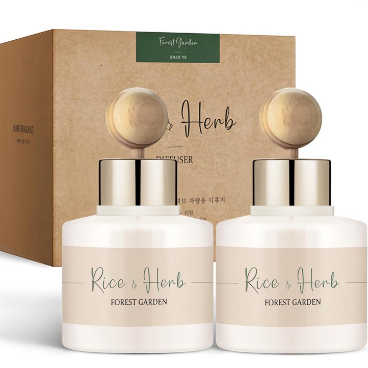 살림백서 라이스 앤 허브 차량용 디퓨저 80ml 본품 2p  우드볼 스틱 2p  부착 스티커 2p