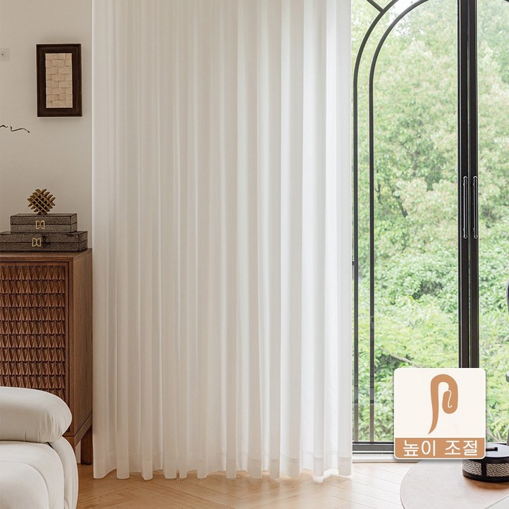 쉬폰커튼 거실헤비쉬폰커튼 나비주름 소르르 여름커튼 핀형 창문커튼 2P세트