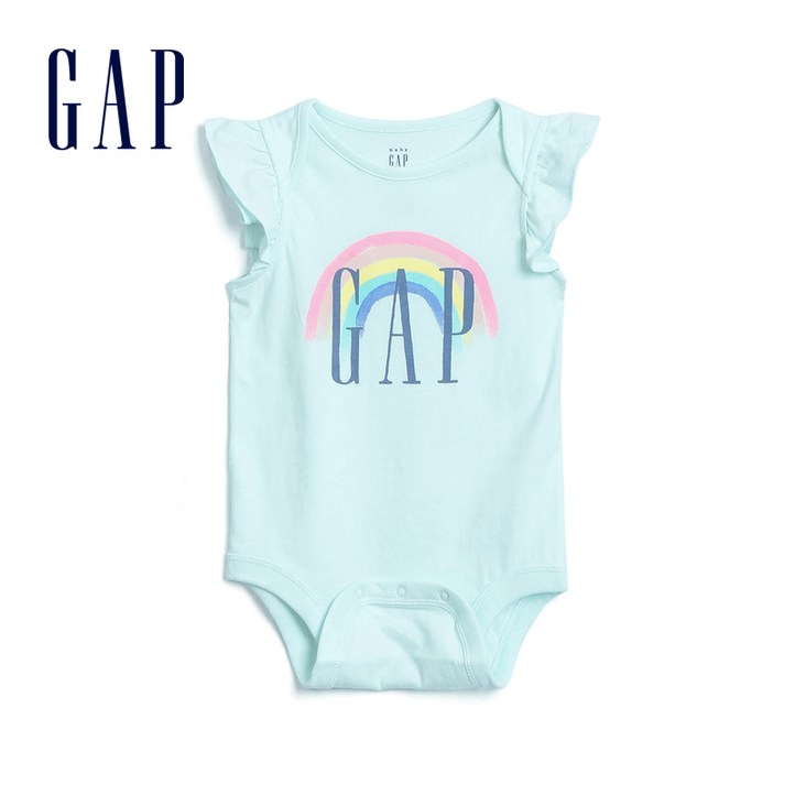 픽스키즈 GAP 베이비갭 580493 러플 무지개 로고 바디수트 블루 6M24M 뉴코아괴정점