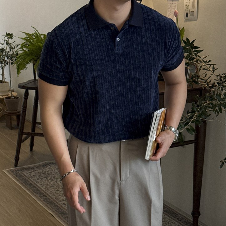 벨루아 머슬핏 반팔 카라티