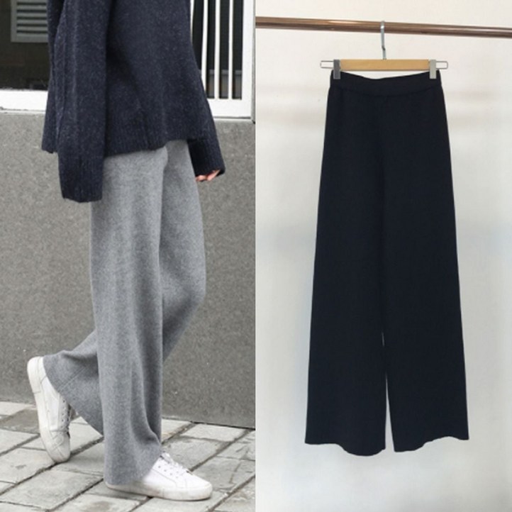 밴딩 와이드 골지 니트 팬츠 45995EA