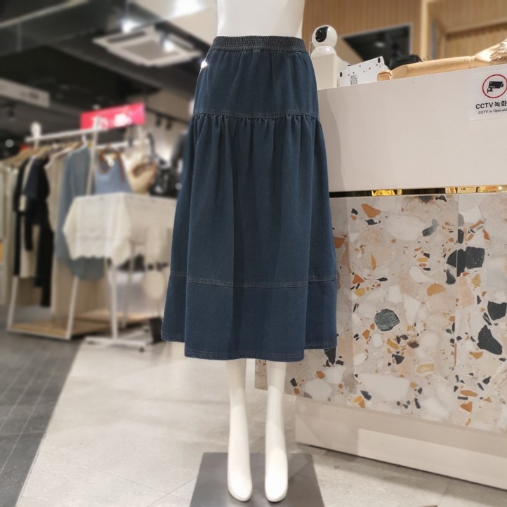 플라스틱아일랜드허리 밴딩 데님 스커트 DS964Q3