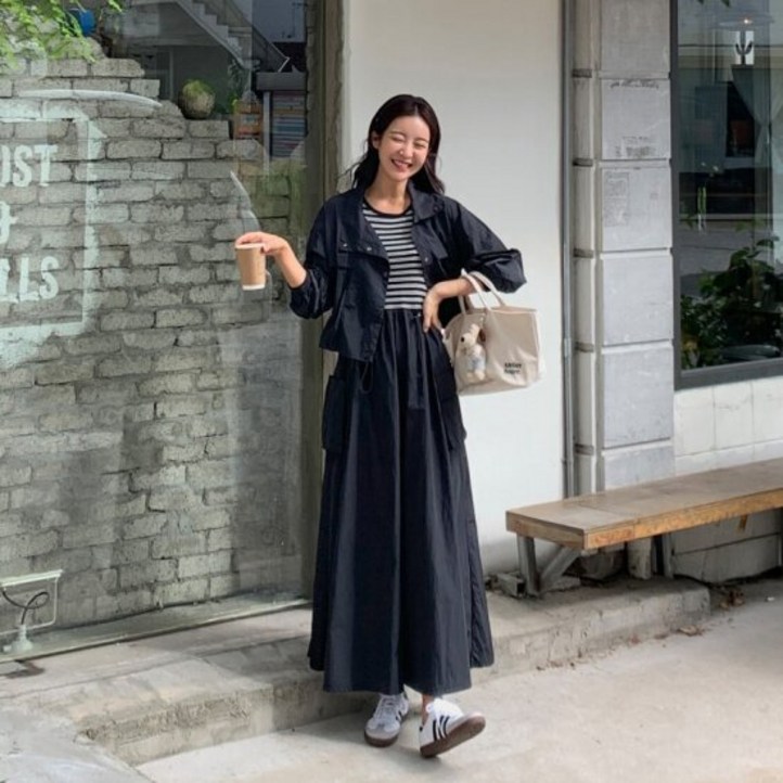 메이블루 바스락 자켓단가라 원피스 SET 메이블루 바스락 자켓단가라 원피스 SET