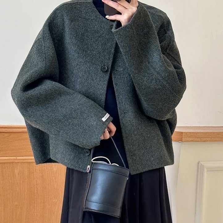 삼제태전 여성 가을겨울 양면 울 루즈핏 숏 자켓 캐주얼 패션