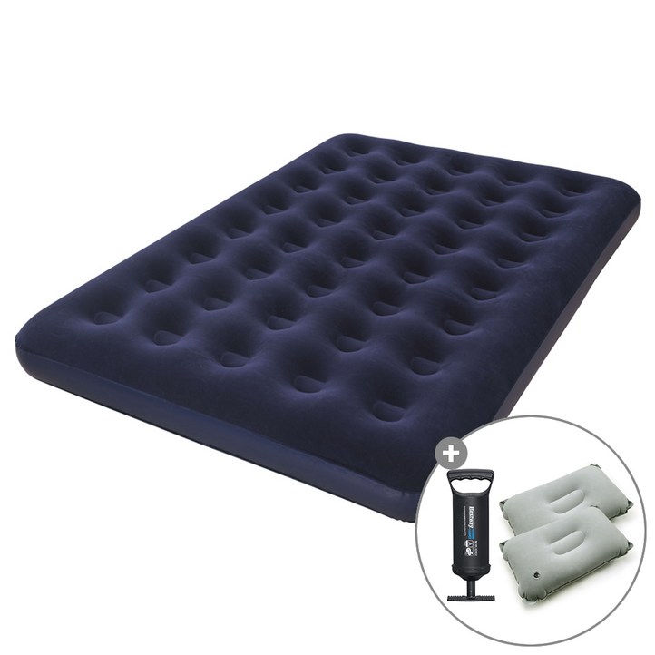 캠프빌리지 베스트웨이 에어매트베개 2개펌프 세트, 블루