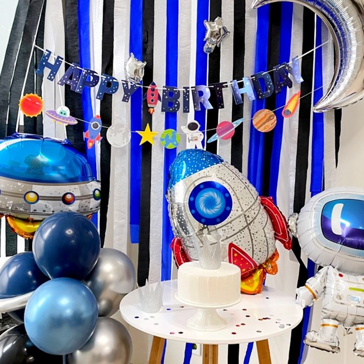 우주 파티스트리머 풍선 어린이집 유치원 생일파티, 우주스트리머세트