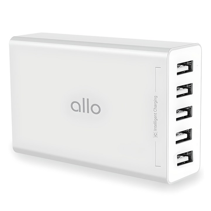 알로코리아 USB 5포트 2.4A 스마트 멀티 고속 충전기 UC401S, 화이트, 1개