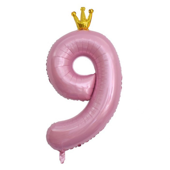 이자벨홈 생일파티 왕관 숫자 풍선 9 초대형, 핑크, 1개