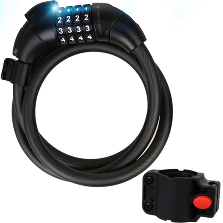 생활공식 LED 도난방지 자전거 번호키 자물쇠, 1개, 블랙 6530130355