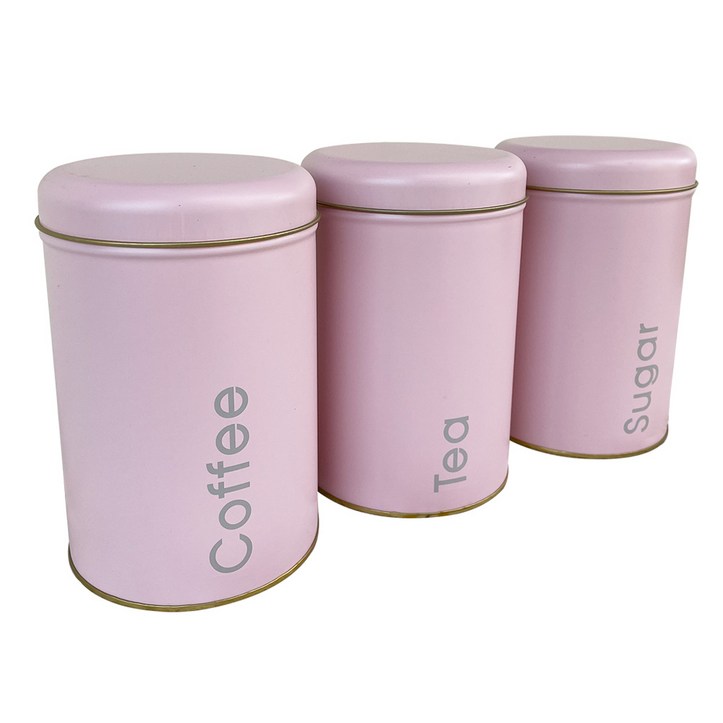 커피 앤 티 원형 틴케이스 핑크 3종세트, 1세트