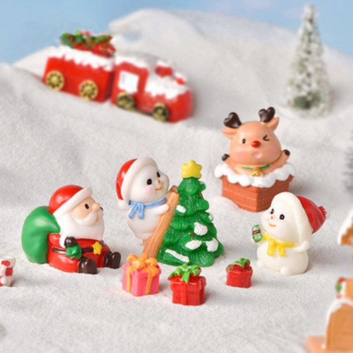 굴뚝 산타 눈사람 장식품 겨울 크리스마스 미니어처 피규어 테라리움 만들기