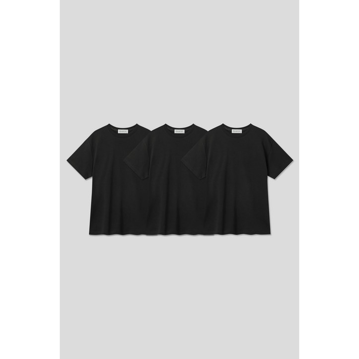 [Women][에두아르도][3팩 세트]노멀 레귤러핏 반팔 티셔츠 블랙팩 - 투데이밈