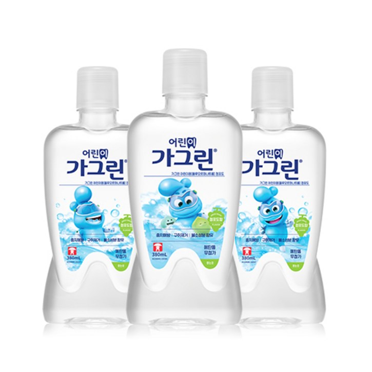 가그린 동아제약 어린이용 구강 세정제 청포도향 랜덤발송, 380ml, 3개