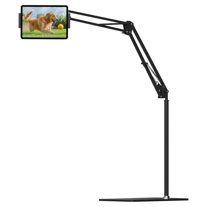 제이원 탄소강 접이식 자바라 스탠드 탭 패드 태블릿 스마트폰 침대 거치대 대형 155cm, 블랙, 1세트, JWSTND100