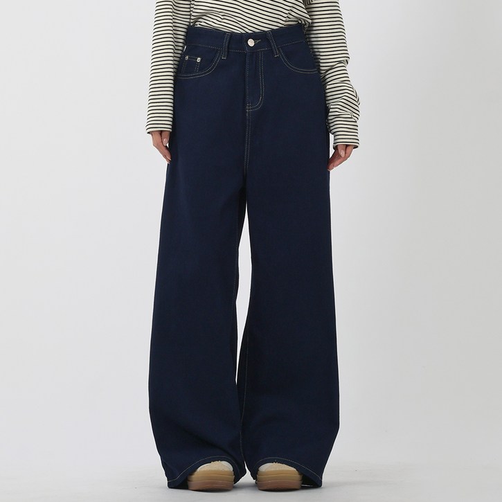 엘쏘 여성용 스테디 생지 와이드 데님 바지
