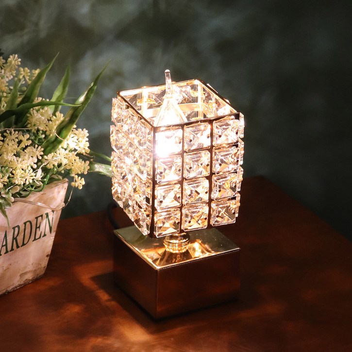 라운드 미니 크리스탈 테이블 무드등 단스탠드 사각, 골드