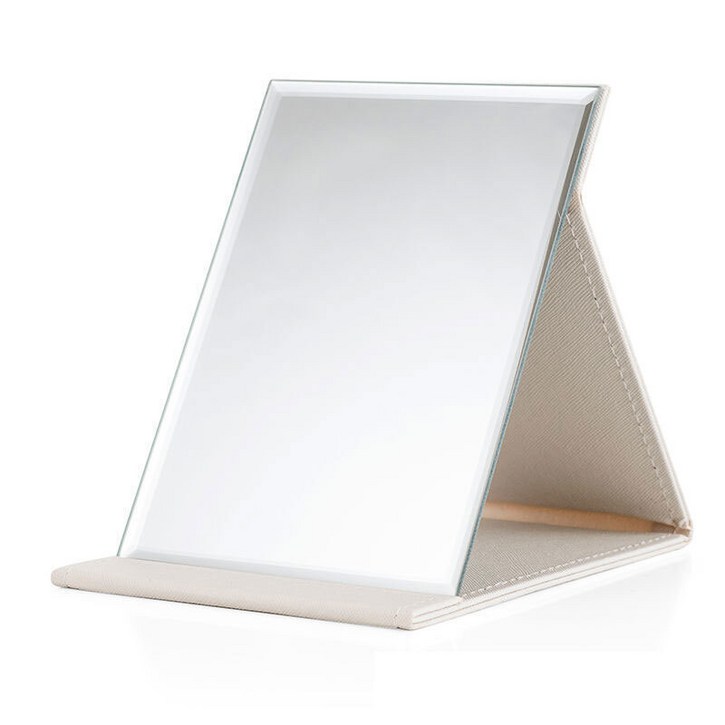 무다스 PU 커버 접이식 휴대용 탁상 거울 중형, 화이트 8