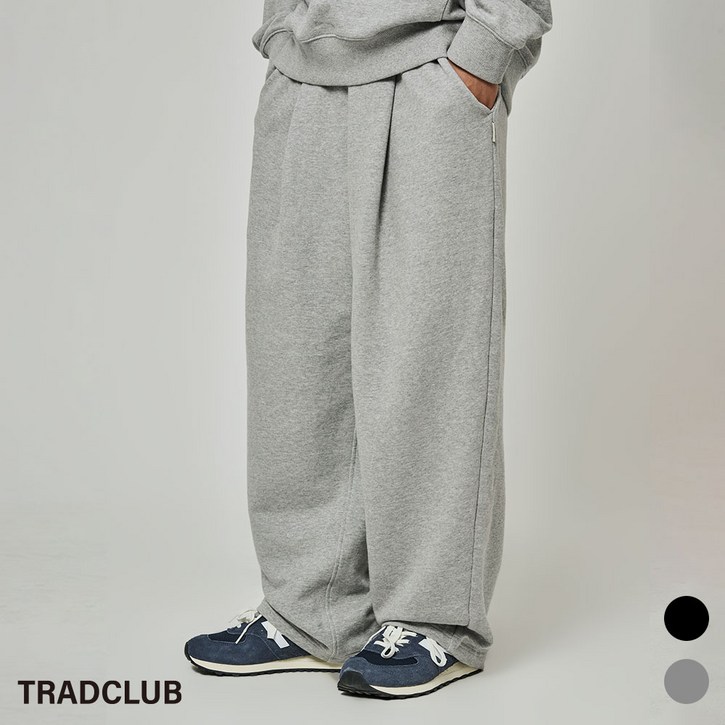 트래드클럽 베이직 원턱 스웨트 와이드 팬츠 (2컬러 S~3XL)