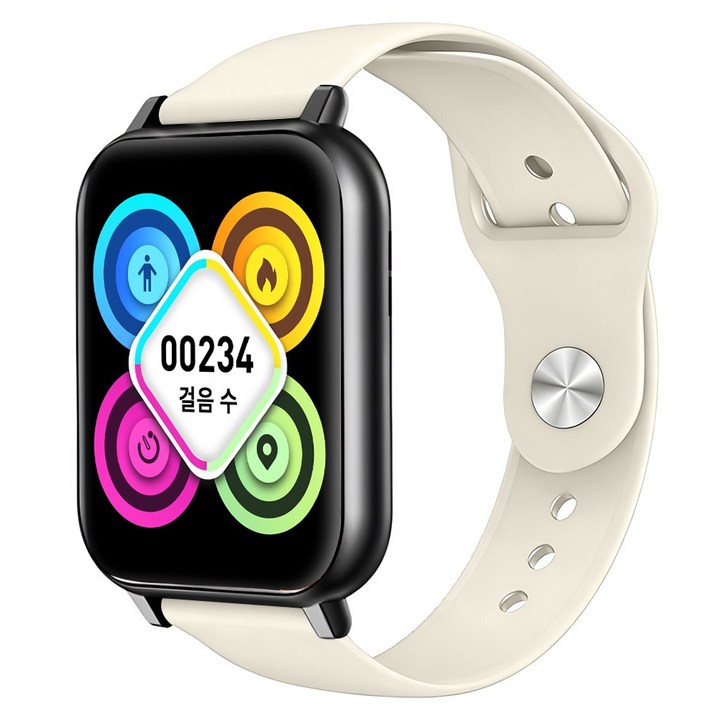 ebeiya 통화가능 스마트워치 대화면 운동측정 알림 확인 가능한, 블루투스, 4.65cm, 베이지