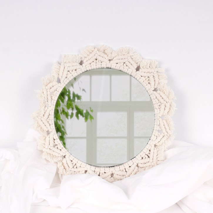 마이데일리룸 공주 벽걸이 거울 마크라메 패브릭 인테리어 둥근 공예 DIY 6