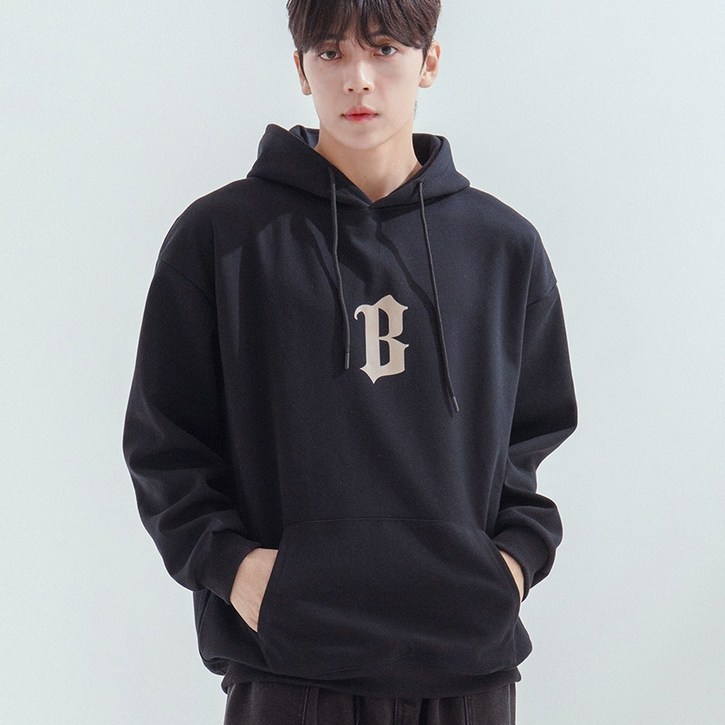 스몰더 남자 오버핏 프린팅 후드 맨투맨 1405