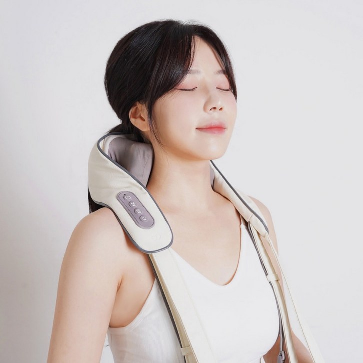 클로 넥앤프로 무선 목 어깨 마사지기 안마기 기계 허리 승모근 지압기, CLOER-4001, 베이지