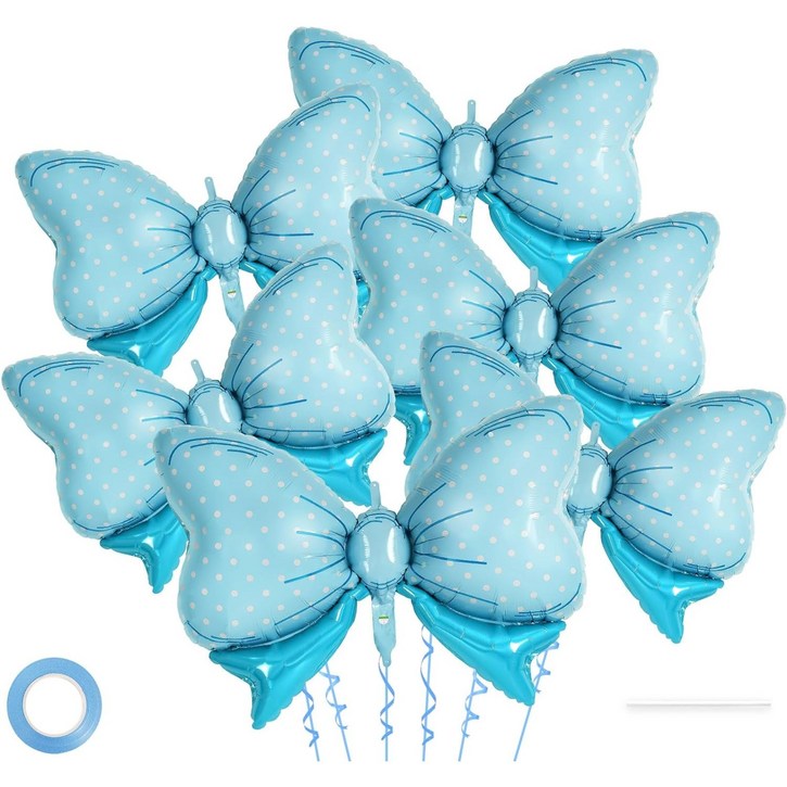 6 개빨간색 및 파란색 활 풍선, 35 인치 헬륨 활 풍선, 생일 파티 장식 풍선 용 알루미늄 필름 풍선, 6개, 하늘색