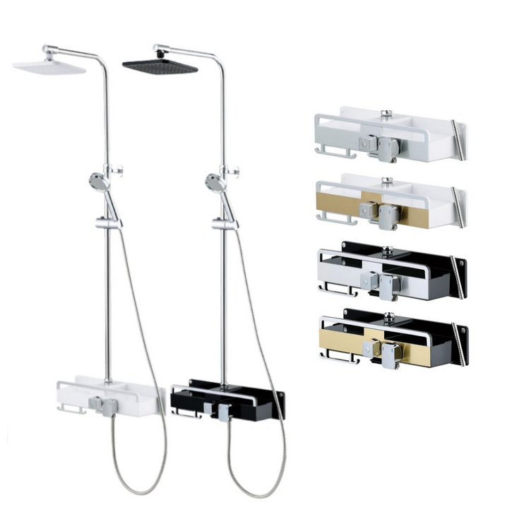 셀프리빙 심플 선반형 해바라기 샤워기 수전 본체 무타공 [셀프영상 설치가능],, 블랙, 1개