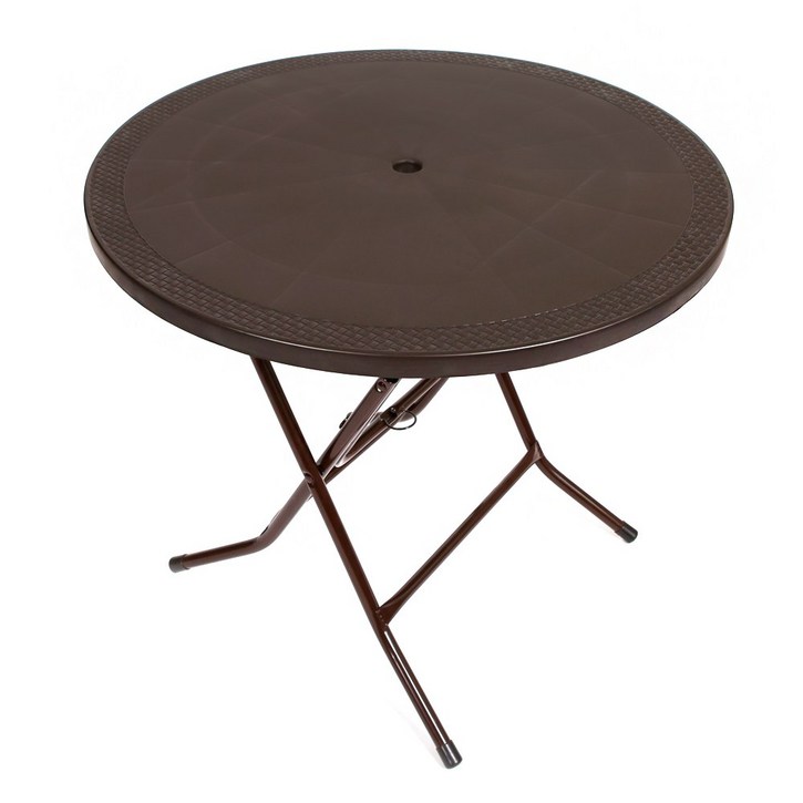 지오리빙 창신 라탄 플라스틱 접이식 테이블 편의점 포장마차 야외용, (창신)원탁 브라운