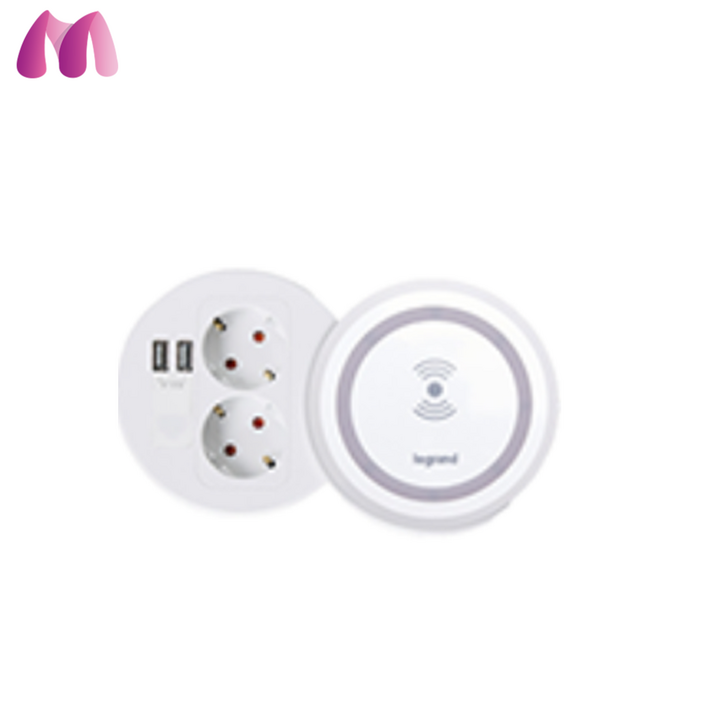 머슬전기 르그랑 빌트인 원형 무선 콘센트 2구USB 2포트 화이트