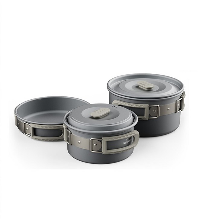 네이처하이크 아웃도어 캠핑 조리 도구 1.7L 냄비 + 7인치 프라이팬 + 1L 냄비 세트