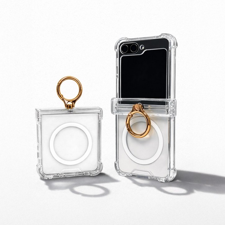 이케미 힌지보호와 맥세이프 기능 핸드링 클리어 젤하드 케이스