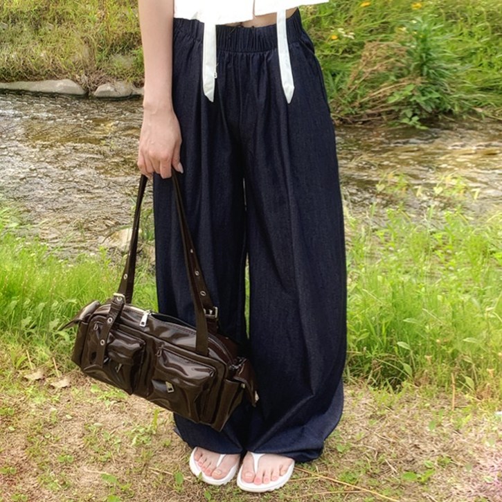 모던허니 여름 생지 쿨링 밴딩 와이드 데님 팬츠 봄 여름 가을 숏기장 롱기장 빅사이즈 썸머팬츠 하비추천 키작녀 키큰녀