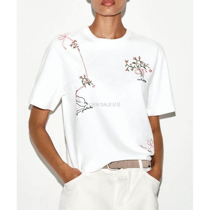 자라 플라워 자수 티셔츠 1165037