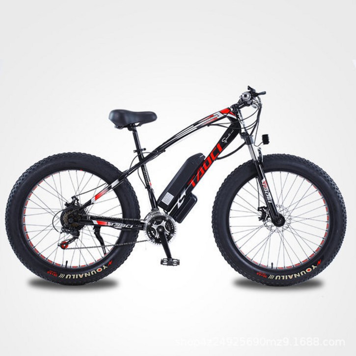 TOC 변속 전기자전거 48V 750W 13AH PAS스로틀 겸용 크 타이어 눈밭 모래사장 적용 MTB 자전거, 블랙