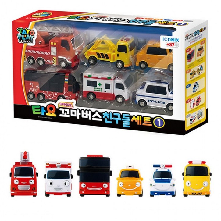 타요 스페셜 꼬마버스 친구들 자동차완구 6종 세트, 혼합색상, 1개