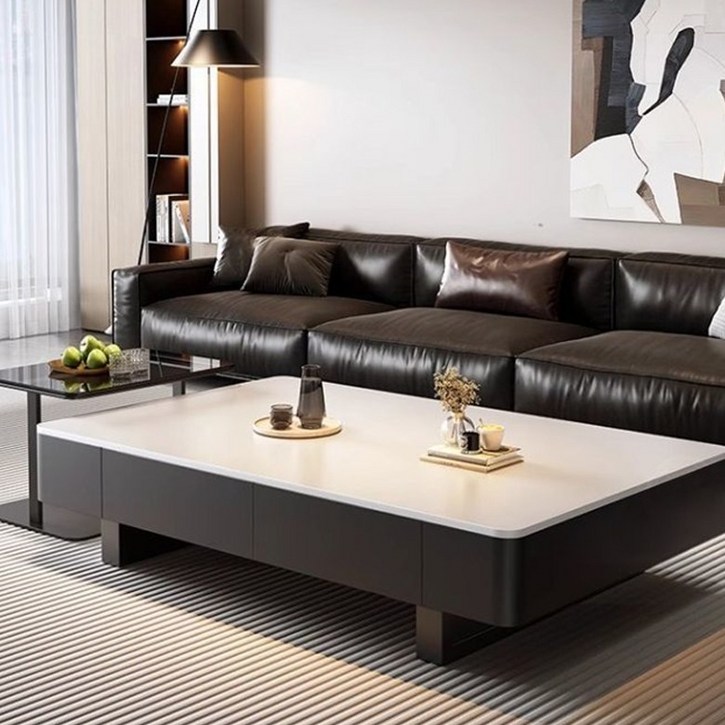모던 거실 테이블 소파 테이블 사각형 강화 유리 서랍형 티테이블 신형 디자인 소파 좌식 테이블