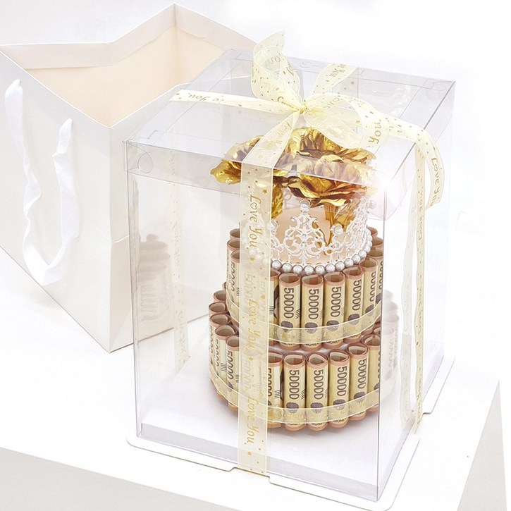 셀비아 용돈케이크 돈케이크 용돈이벤트 생신 생일 기념일 부모님 선물, 1개, 골드