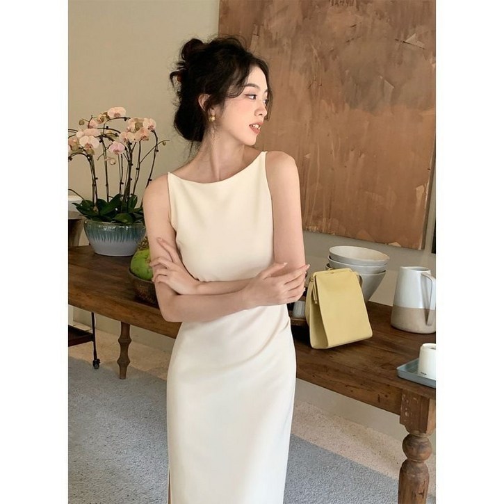 해피유통 여성  디자인 보트넥 허리 트임 원피스 jh lmy