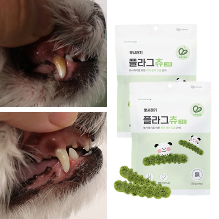 뽀시래기 플라그츄 강아지 치석제거껌 120g, 그린 관절, 120g, 2개 뽀시래기 플라그츄 강아지 치석제거껌 120g, 그린 관절, 120g, 2개