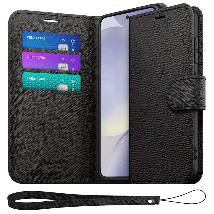 신지모루 마그네틱 사피아노 가죽 다이어리 지갑 휴대폰 케이스  핸드 스트랩 세트