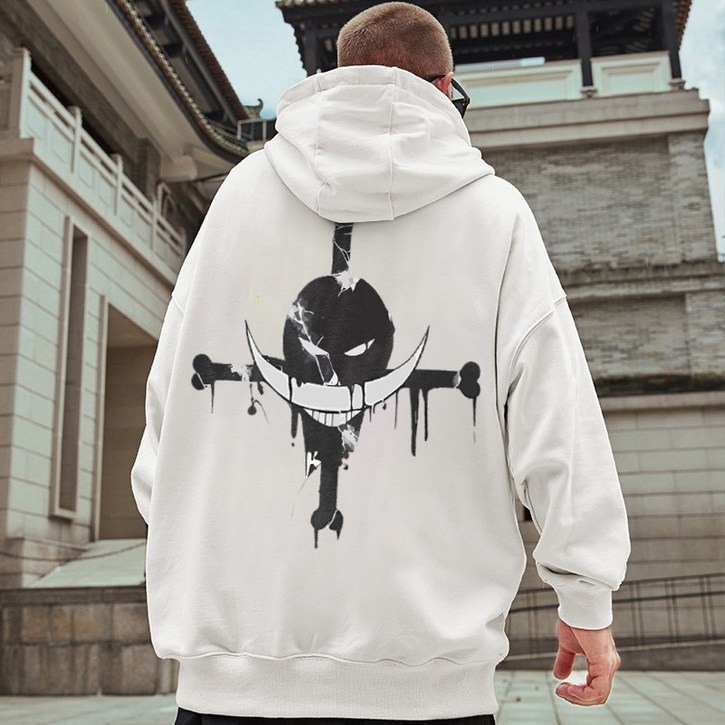 FONOW 남녀공용 오버핏 심플  프린팅 맨투맨 긴팔 티셔츠 후드티