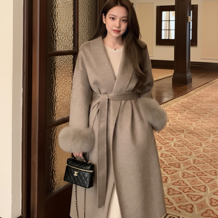 유니크코코 폭스퍼 핸드메이드 울 롱 코트 ot5805